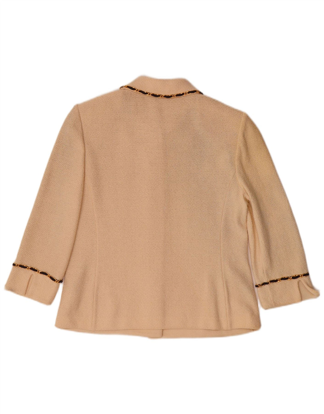 Suéter cardigã feminino VINTAGE manga 3/4 US 8 médio off white lã