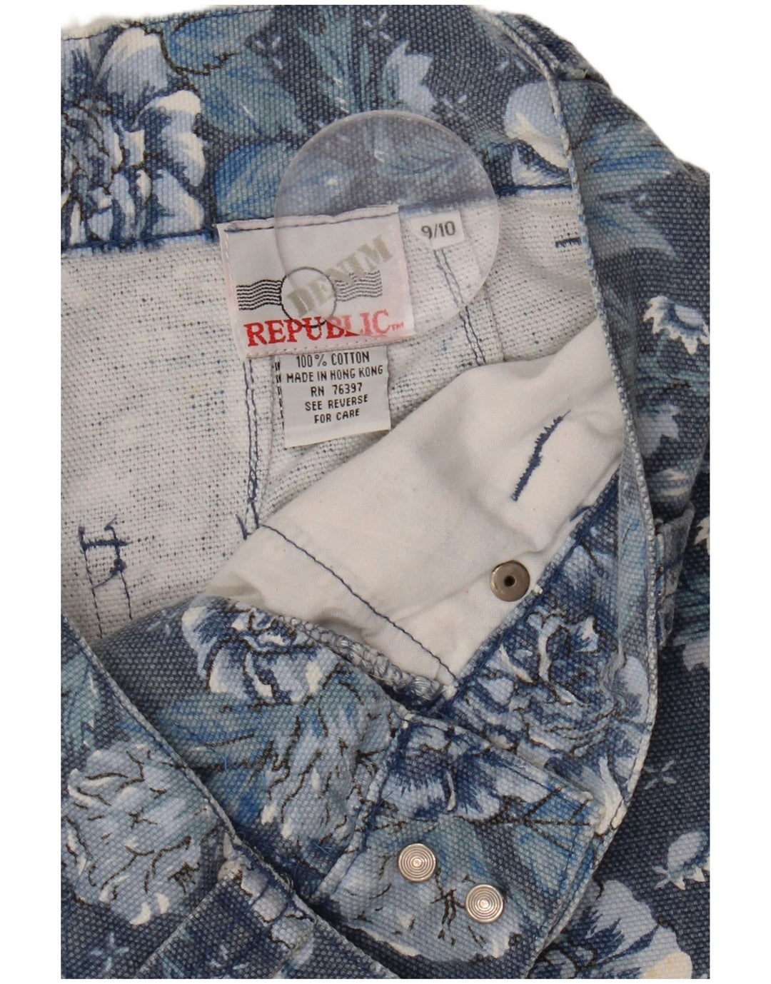 Shorts jeans femininos de cintura alta VINTAGE 9-10 anos W26 azul marinho floral