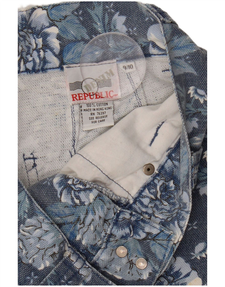 Shorts jeans femininos de cintura alta VINTAGE 9-10 anos W26 azul marinho floral