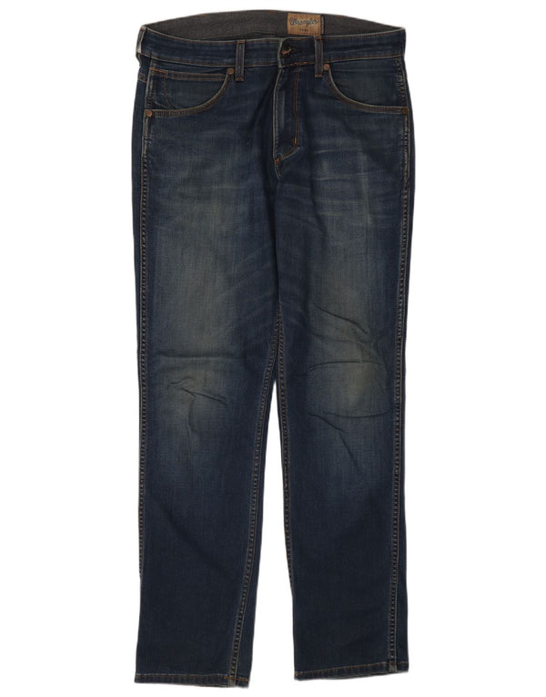 Wrangler Mens Greensboro Straight Jeans W32 L32 Azul Marinho Algodão