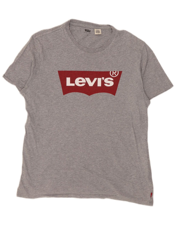 Camiseta gráfica masculina Levi's Top algodão manchado cinza médio