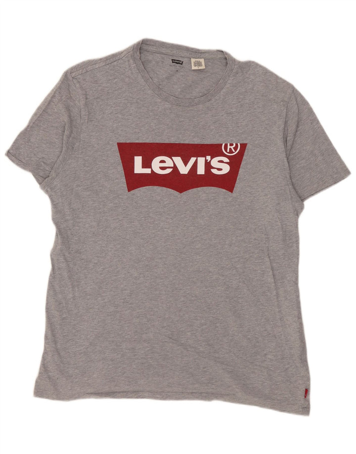 Camiseta gráfica masculina Levi's Top algodão manchado cinza médio