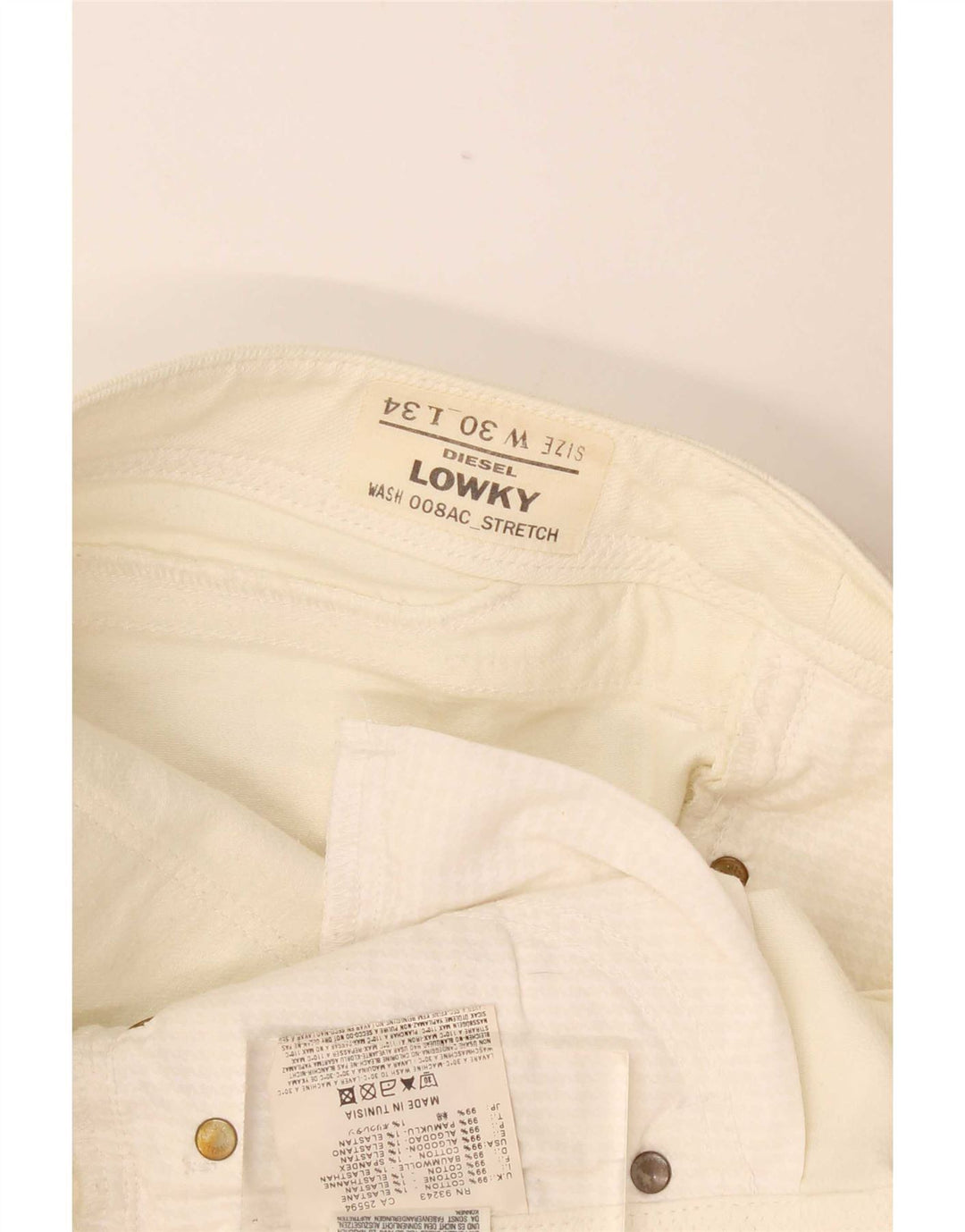 Jeans feminino Diesel Lowky Slim W30 L34 algodão branco