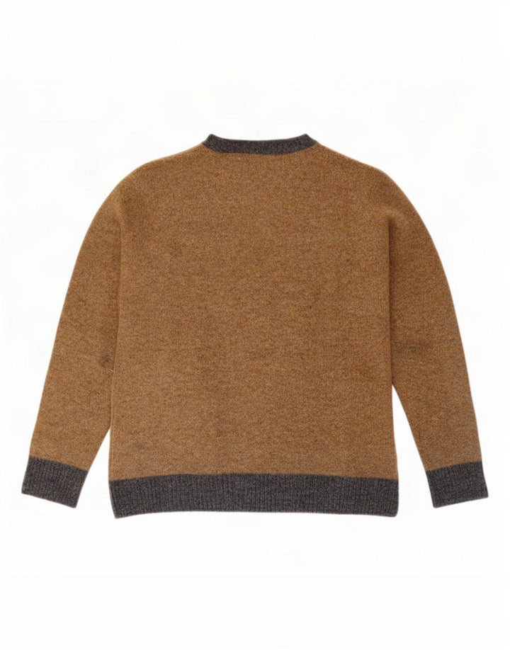 Suéter masculino Brooksfield com gola redonda e lã colorblock marrom médio