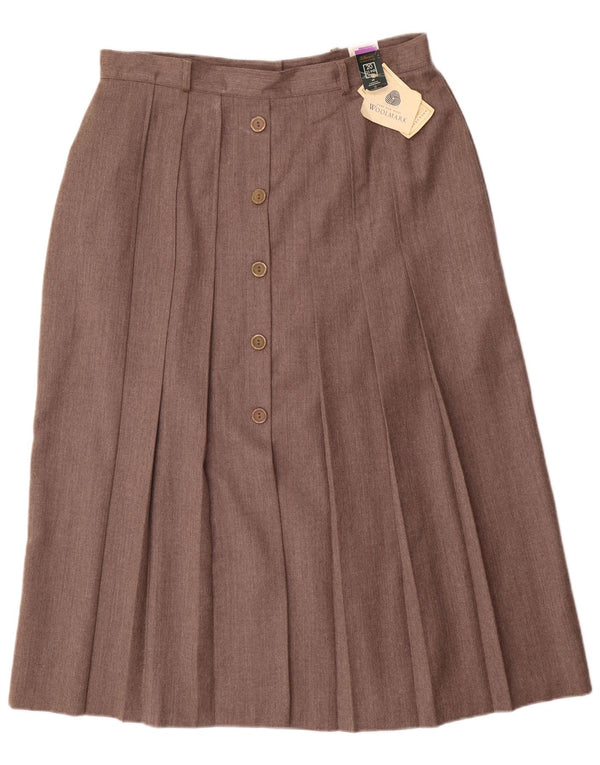 Bernard saia midi plissada feminina Reino Unido 20 2XL W34 lã marrom