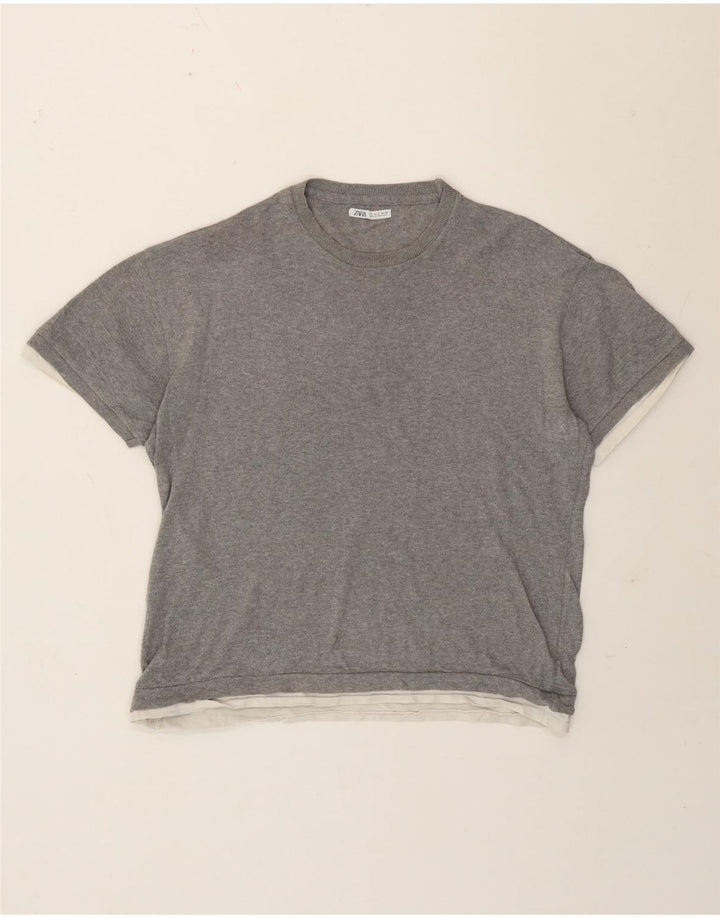 Zara Camiseta Masculina Top Pequeno Cinza