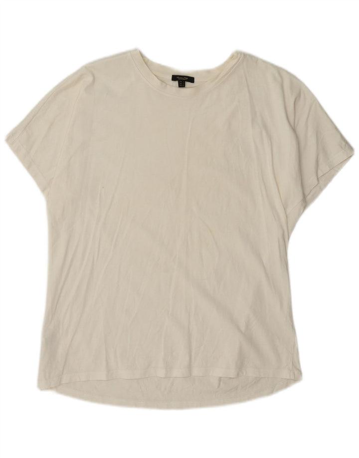 Camiseta feminina grande Massimo Dutti UK 10 algodão branco pequeno