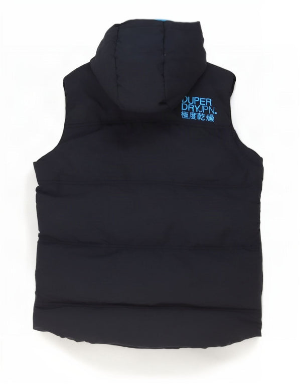 Colete acolchoado com capuz gráfico masculino Superdry UK 38 nylon azul marinho médio