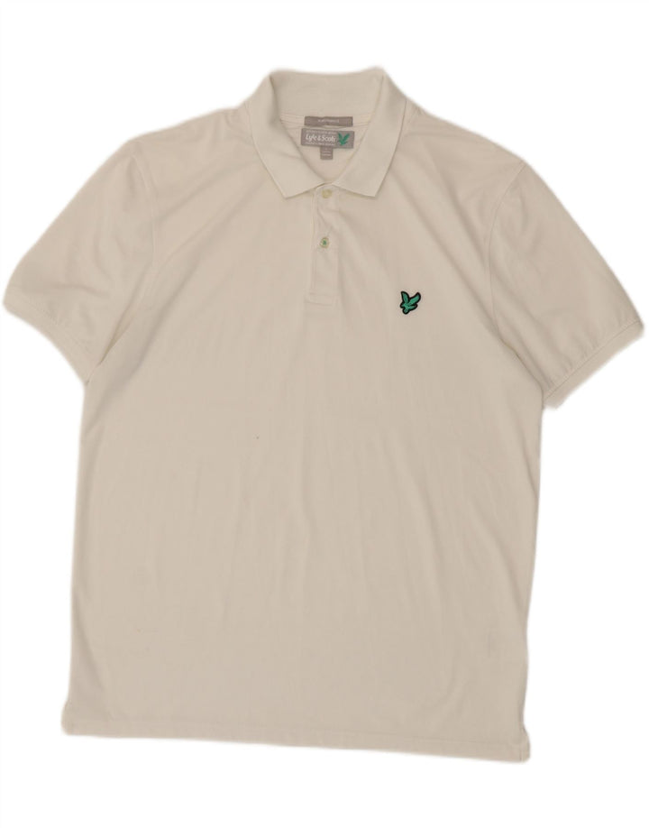 Camisa pólo masculina Lyle & Scott grande poliéster branco