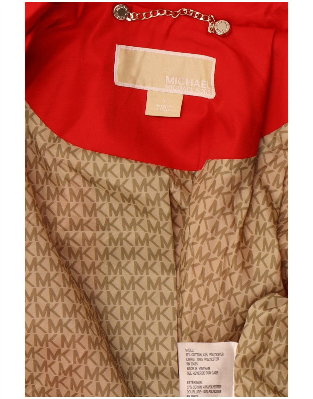 Casaco impermeável feminino MICHAEL KORS Reino Unido 12 algodão vermelho médio