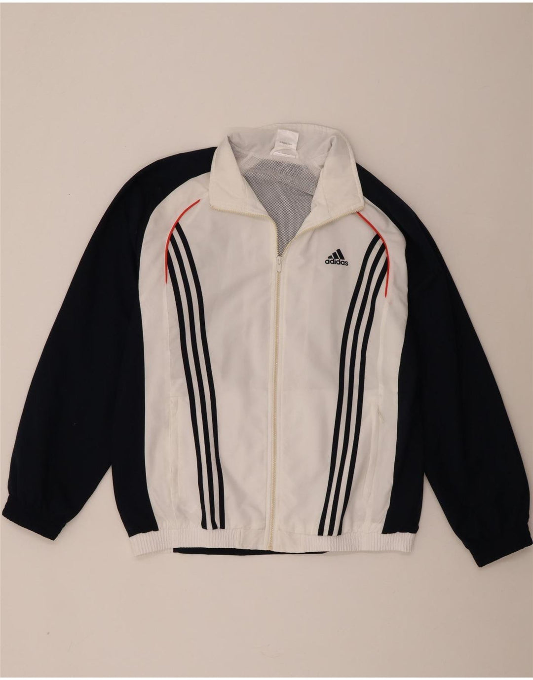 Adidas Mens Tracksuit Top Jacket UK 42/44 Grande Branco Colorblock Poliéster