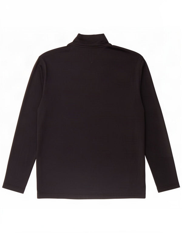 Tommy Hilfiger Mens Zip Neck Top Manga Longa Grande Poliéster Preto