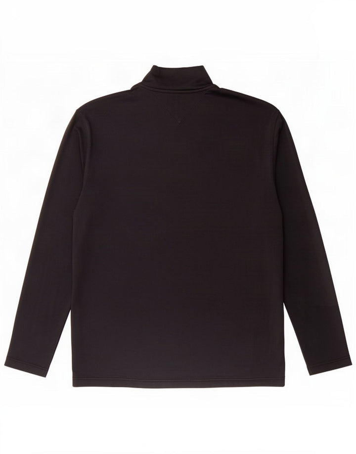 Tommy Hilfiger Mens Zip Neck Top Manga Longa Grande Poliéster Preto
