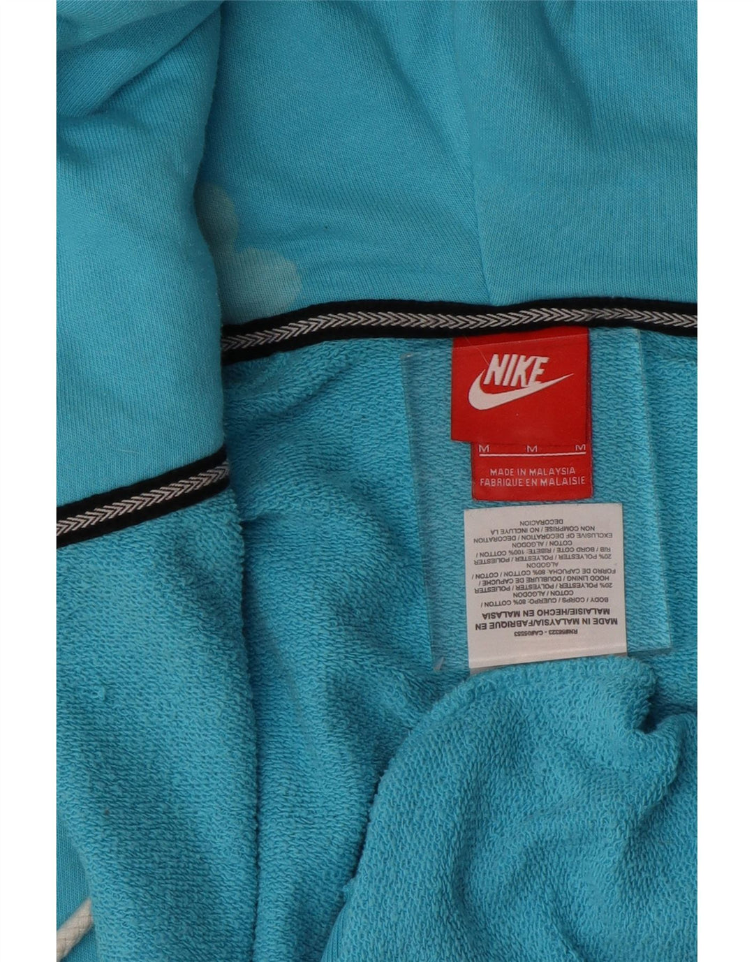 Suéter feminino Nike com capuz e zíper gráfico UK 14 médio azul algodão