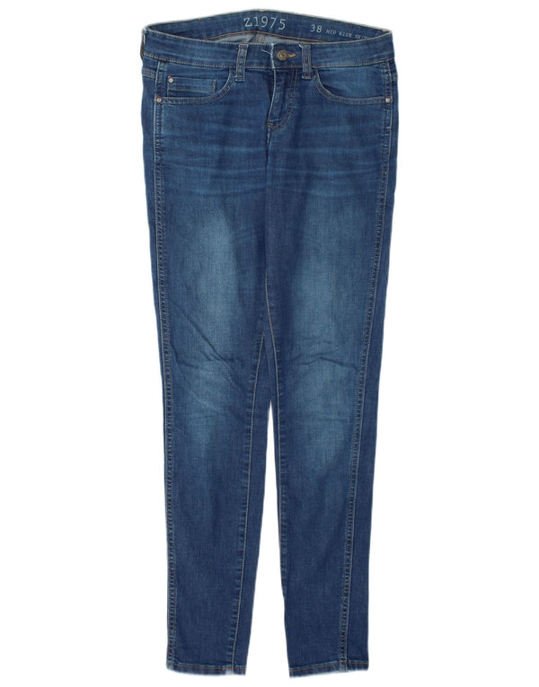 Zara Jeans feminino cintura média skinny EU 38 pequeno W28 L30 azul algodão