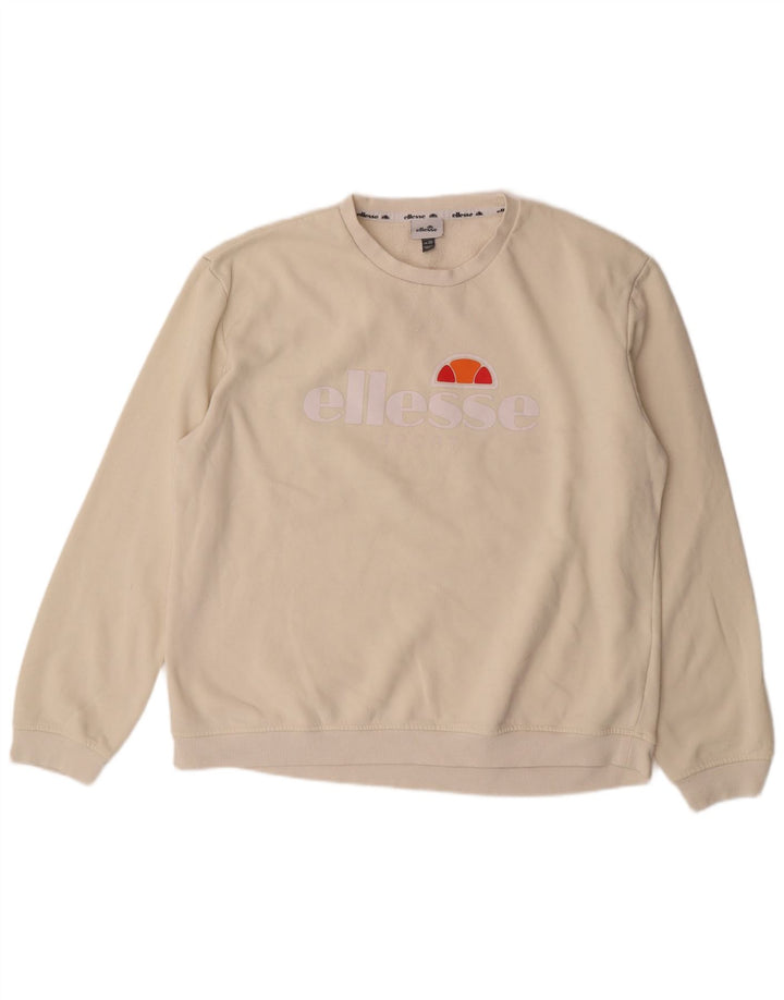 ELLESSE moletom feminino gráfico jumper UK 20 2XL algodão branco