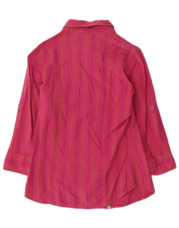 Camisa feminina manga 3/4 The North Face UK 6 XS algodão listrado rosa