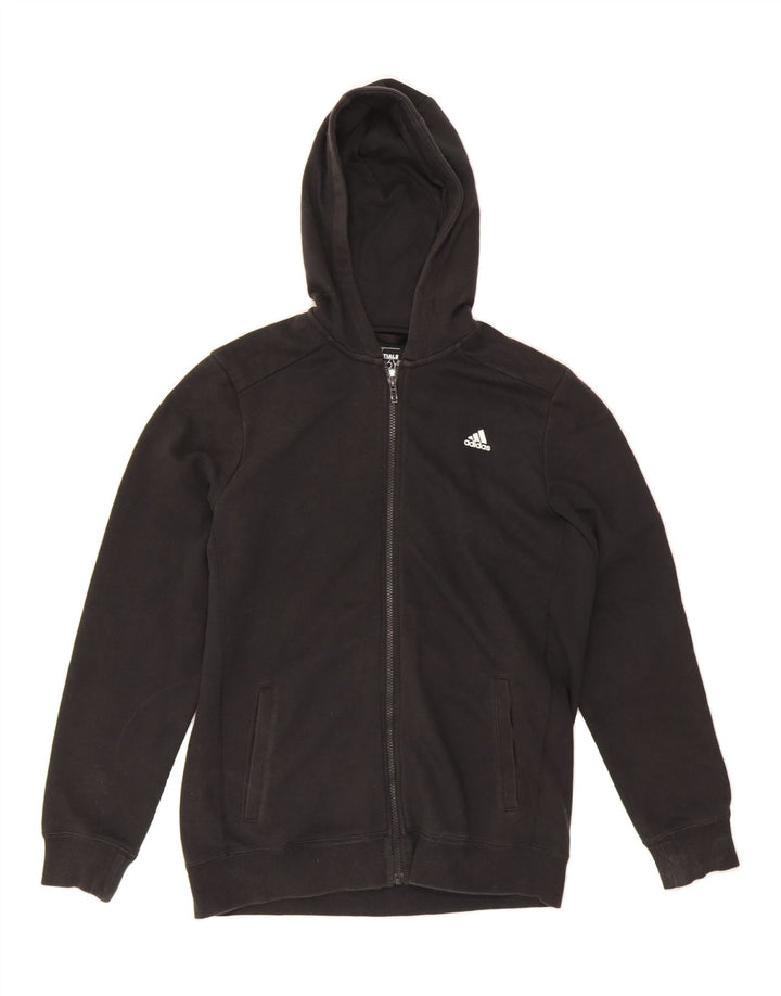 ADIDAS Boys Climalite Zip Hoodie Sweater 15-16 Years Black Cotton Vintage Adidas and Second-Hand Adidas from Messina Hembry 