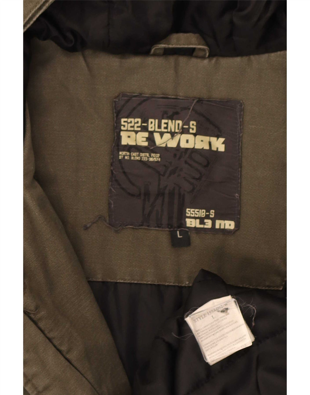 Jaqueta Parka masculina Blend com capuz Reino Unido 40 algodão cáqui grande