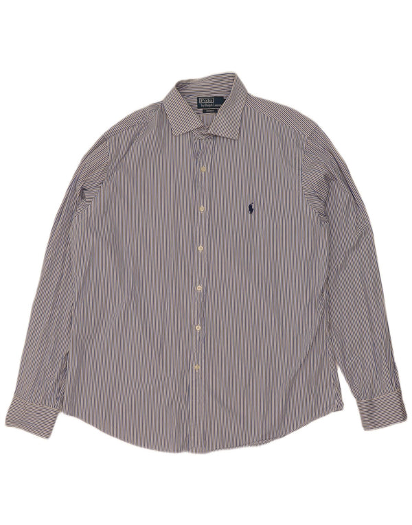 Camisa masculina Polo Ralph Lauren Regent tamanho 17 XL algodão listrado azul