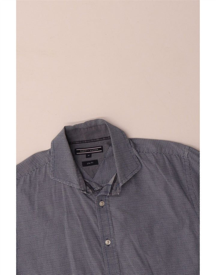 TOMMY BAHAMA Camisa masculina slim fit de algodão xadrez azul médio