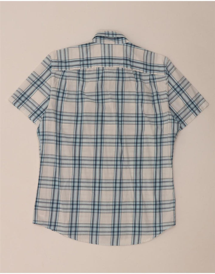 Camisa masculina de manga curta Slim Fit da Gap, algodão xadrez médio branco