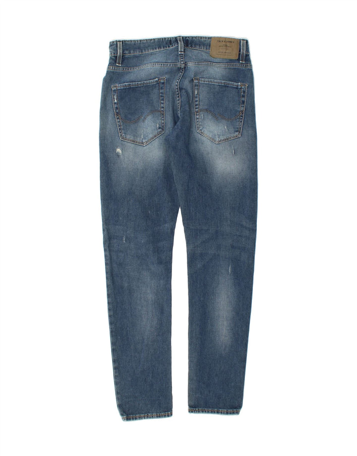 JACK & JONES Mens Distressed Slim Jeans W32 L32 Blue Cotton Vintage Jack & Jones and Second-Hand Jack & Jones from Messina Hembry 