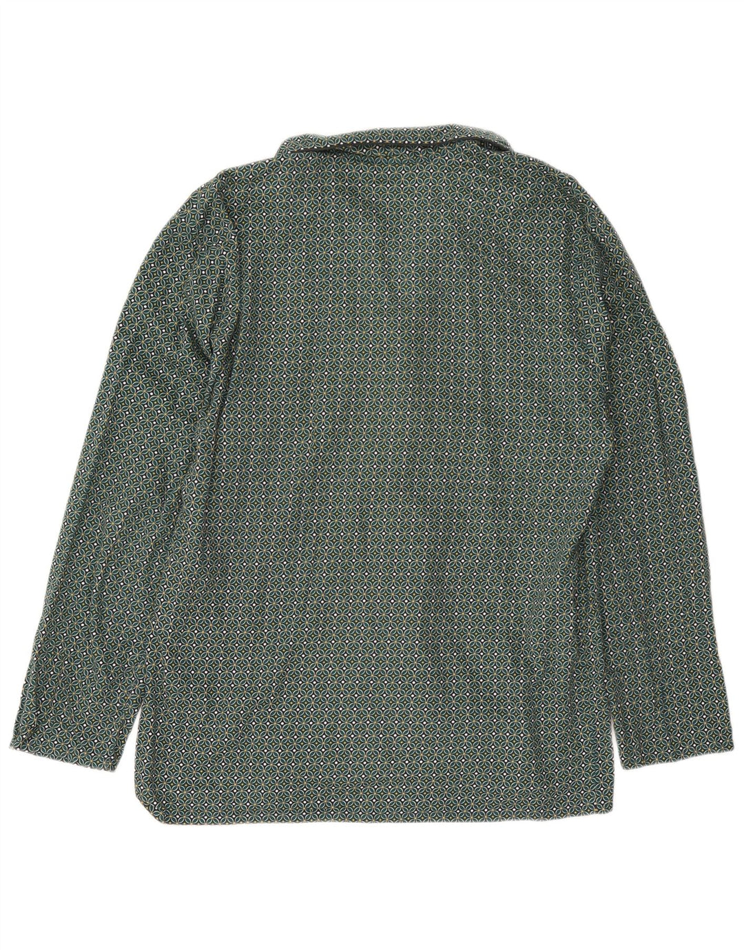 Camisa masculina Marks & Spencer grande algodão geométrico verde