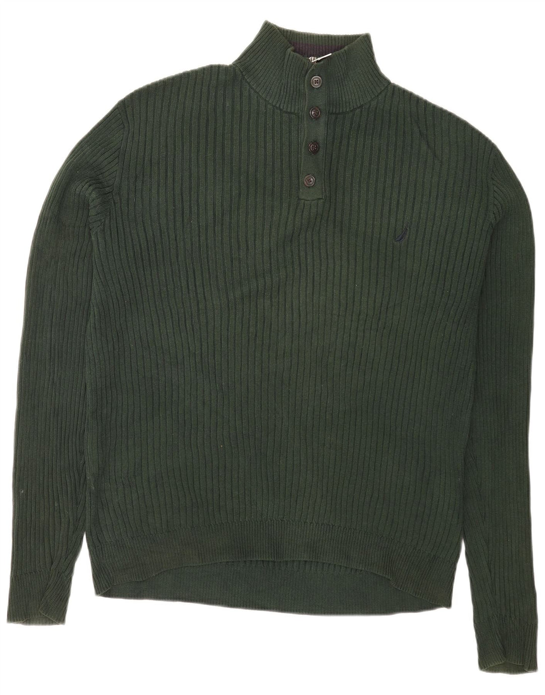 Suéter masculino Nautica com gola e botão grande de algodão verde