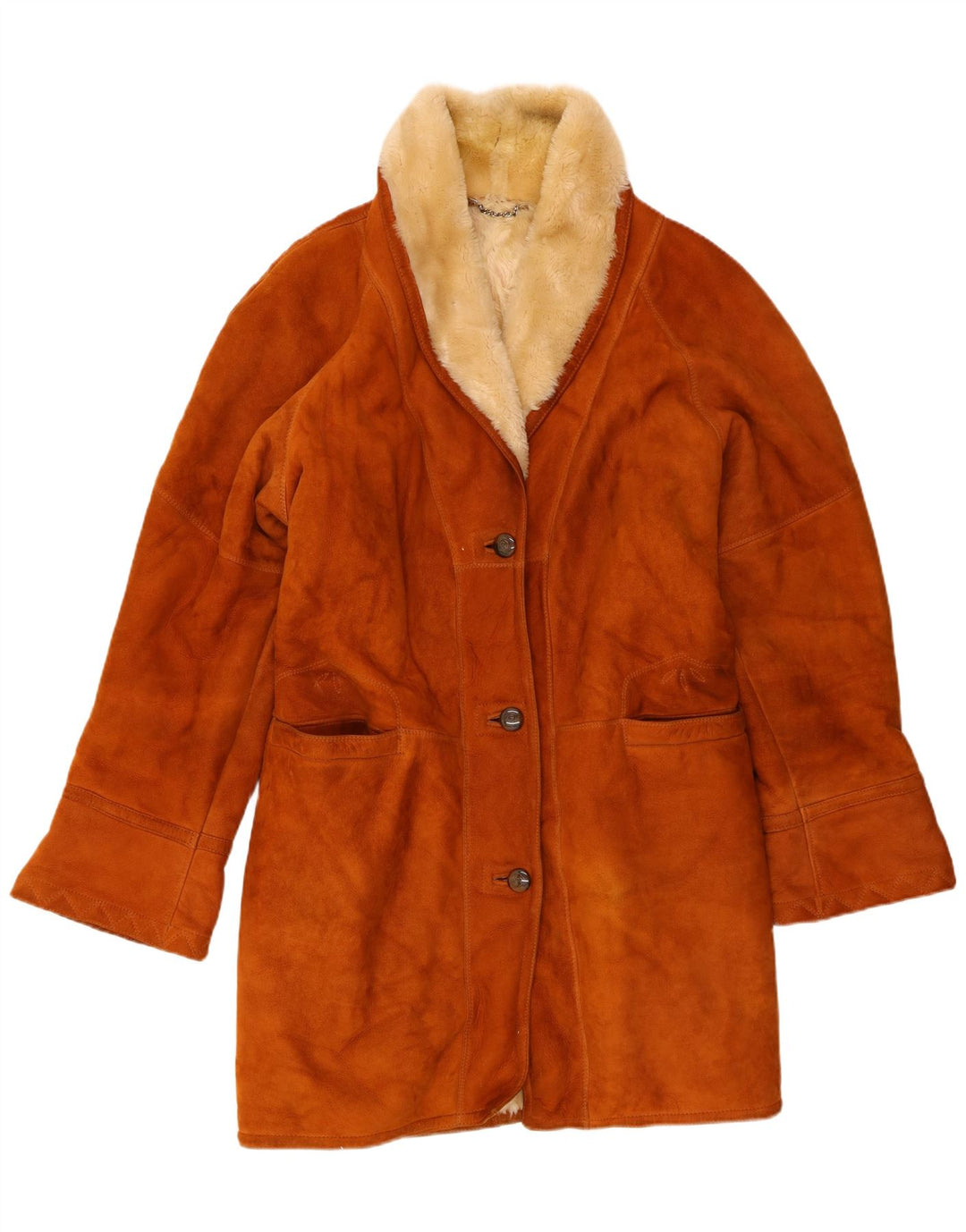 Casaco feminino vintage solto de corte IT 48 XL couro marrom