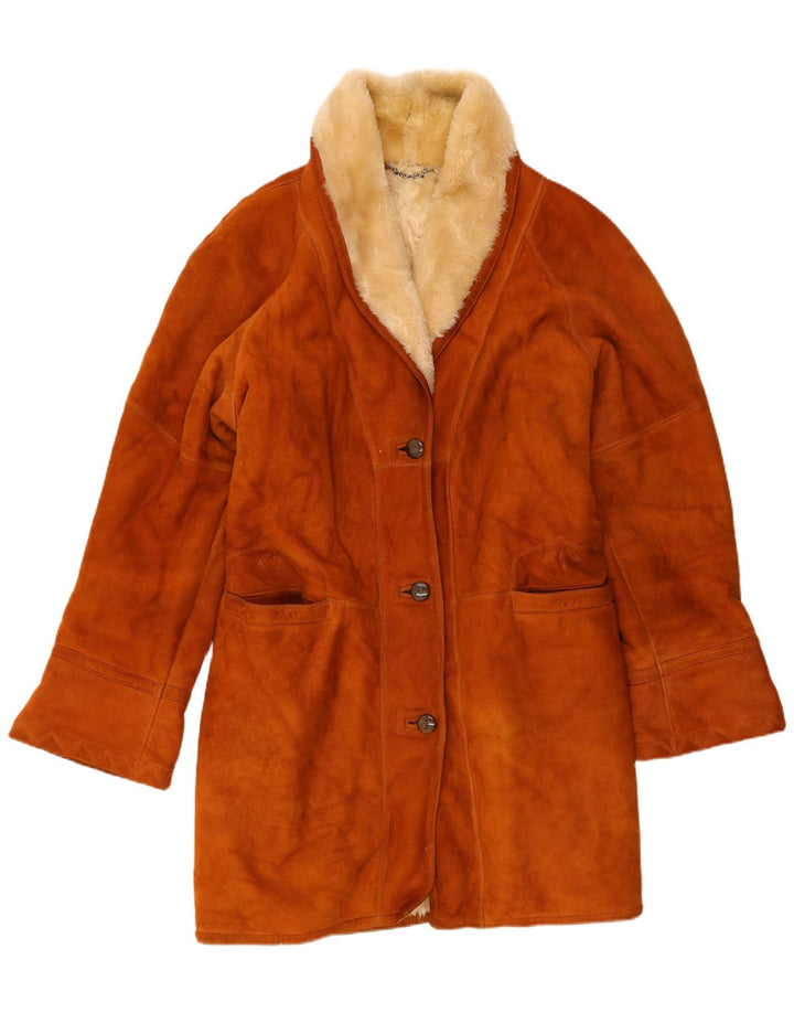 Casaco feminino vintage solto de corte IT 48 XL couro marrom