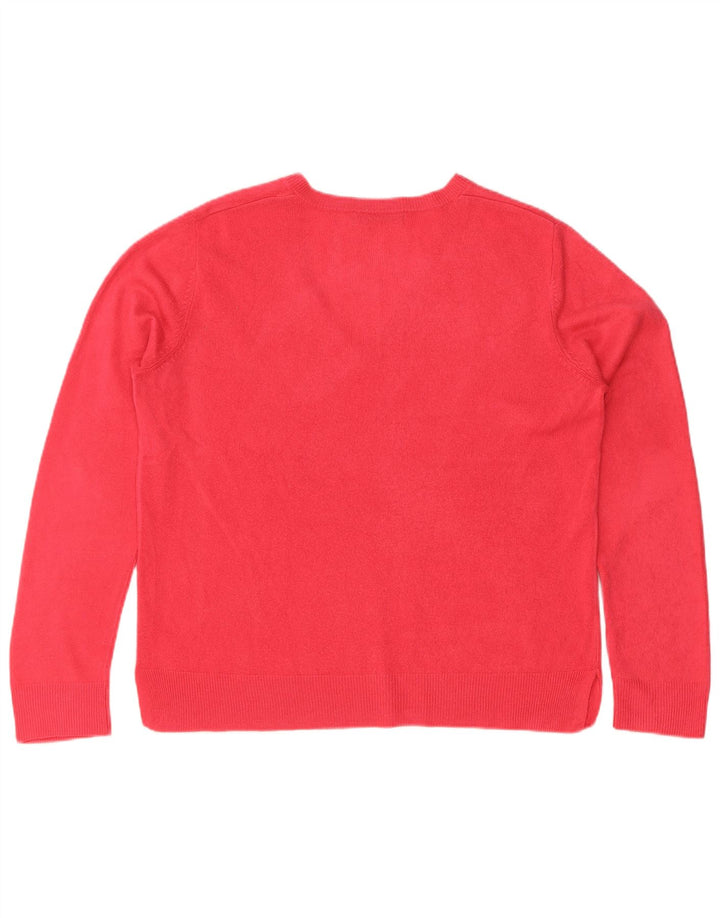 Suéter feminino Marks & Spencer com decote em V Reino Unido 14 grande vermelho