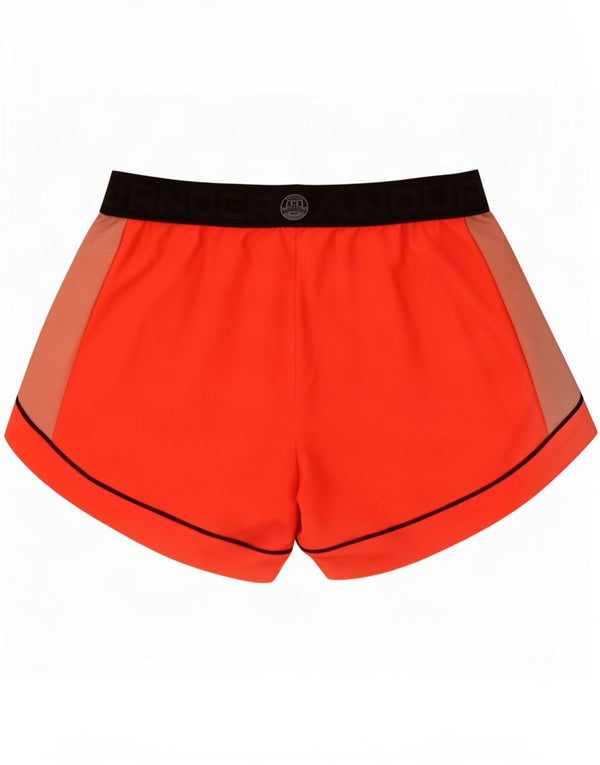 Shorts esportivos gráficos femininos Under Armour UK 8 pequeno bloco colorido laranja