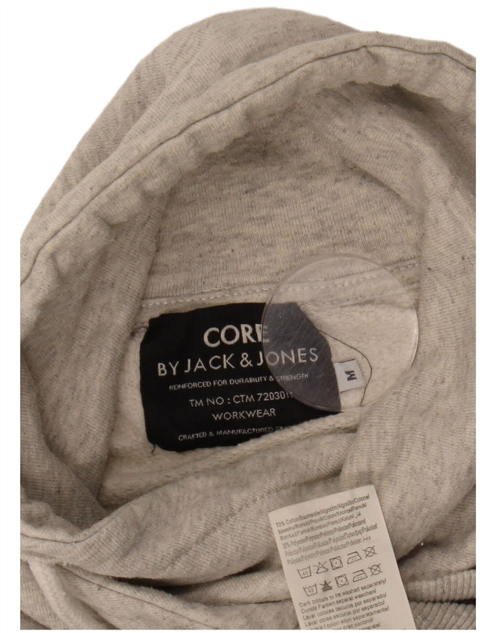 Suéter com capuz gráfico masculino Jack & Jones algodão cinza médio