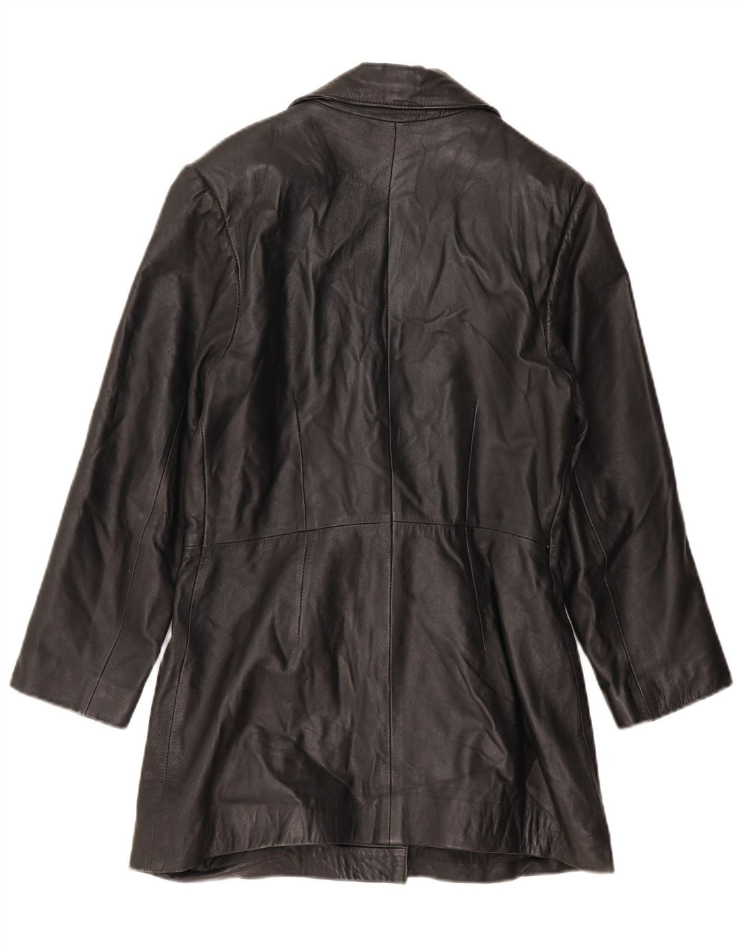 Casaco de couro feminino VINTAGE Reino Unido 14 grande couro preto