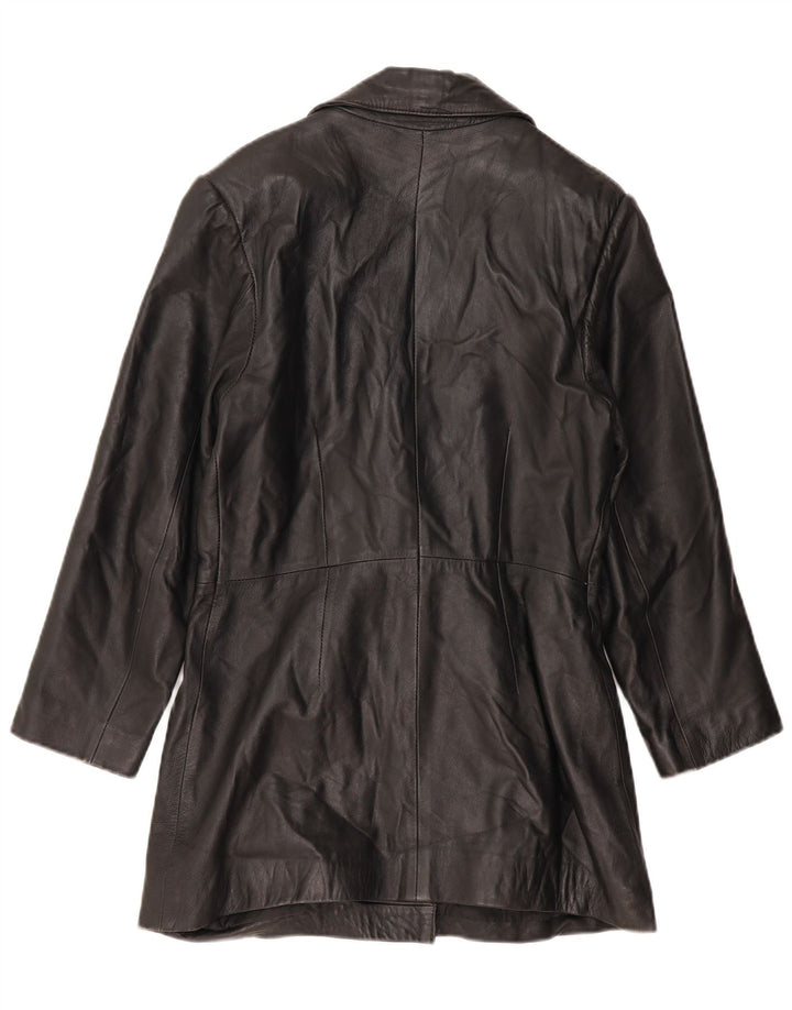 Casaco de couro feminino VINTAGE Reino Unido 14 grande couro preto