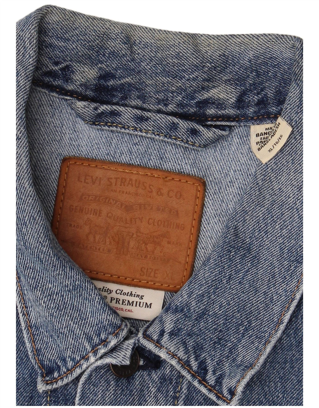 Jaqueta jeans masculina Levi's UK 42 XL azul algodão