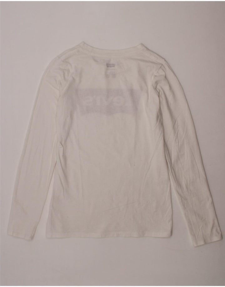 LEVI'S Boys Graphic Top Long Sleeve 9-10 Years White Vintage Levi's and Second-Hand Levi's from Messina Hembry 