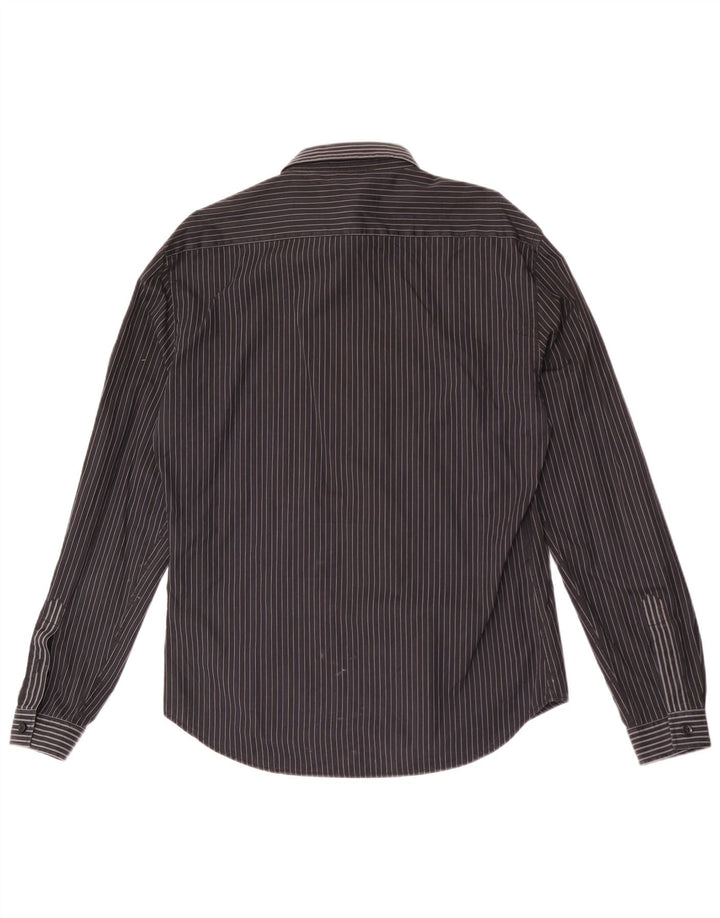 Camisa masculina Roberto Cavalli IT 50 algodão listrado preto médio