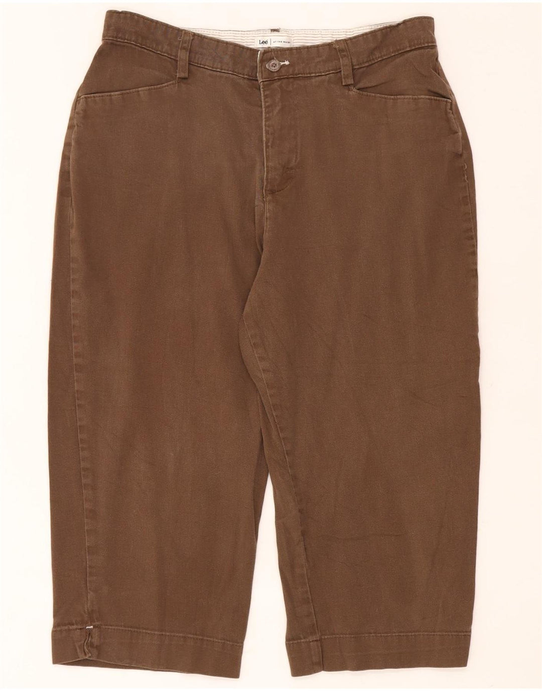 Calça capri feminina LEE US 12 grande W32 L20 algodão marrom