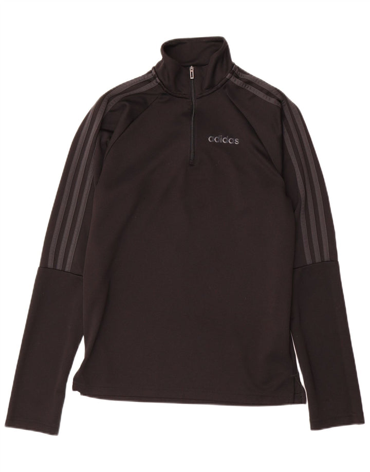 ADIDAS Mens Aeroready Zip Neck Pullover Treino Top Pequeno Preto