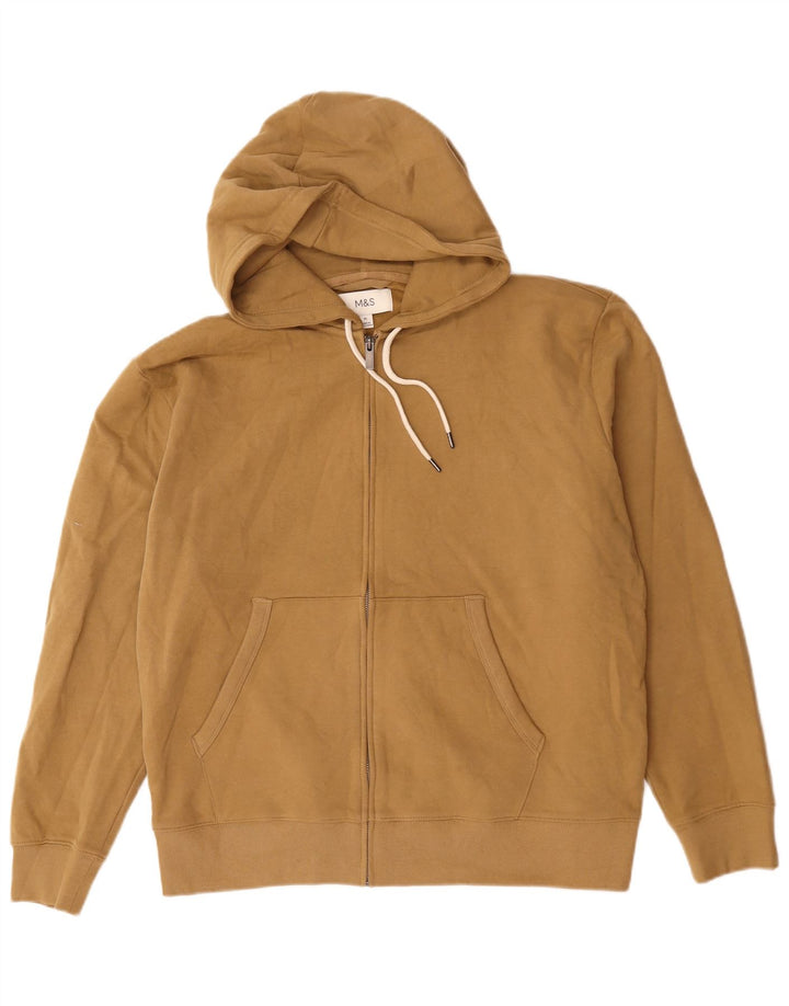 Suéter masculino Marks & Spencer com capuz e zíper XL algodão bege