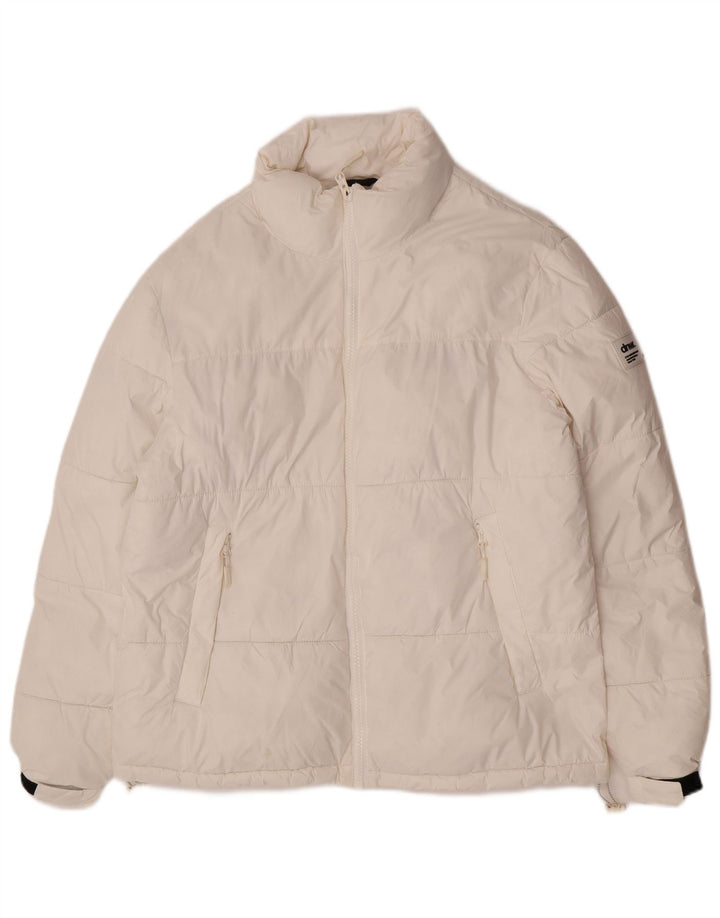Jaqueta acolchoada masculina Zara Loose Fit UK 36 poliéster branco pequeno