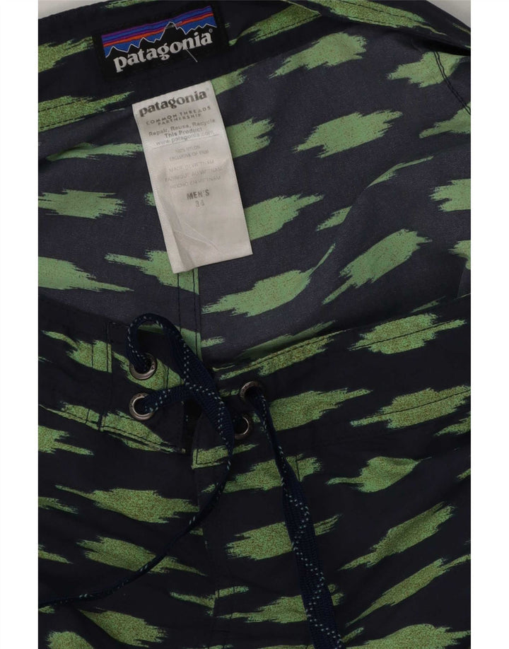 Shorts de banho masculino Patagonia Abstract Pattern grande poliéster azul marinho