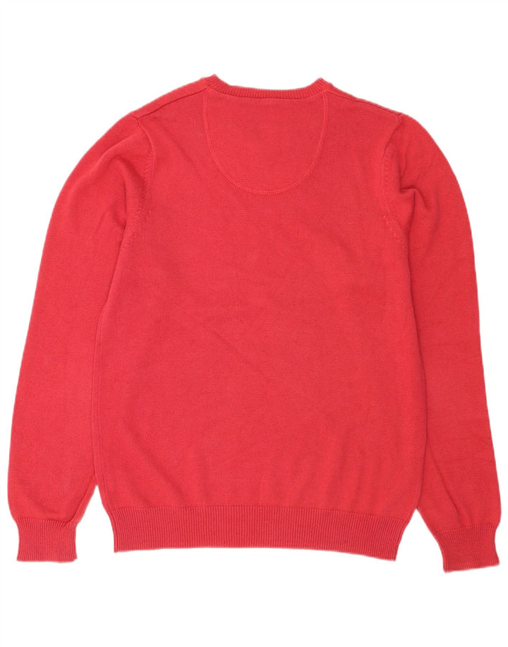 Suéter masculino Marks & Spencer Blue Harbor Boat Neck Jumper pequeno algodão vermelho