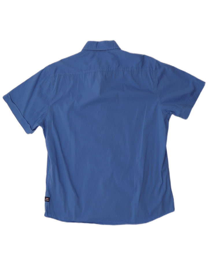 Camisa masculina de manga curta IZOD algodão azul médio