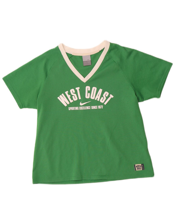 Camiseta gráfica feminina Nike UK 16/18 XL verde colorblock poliéster