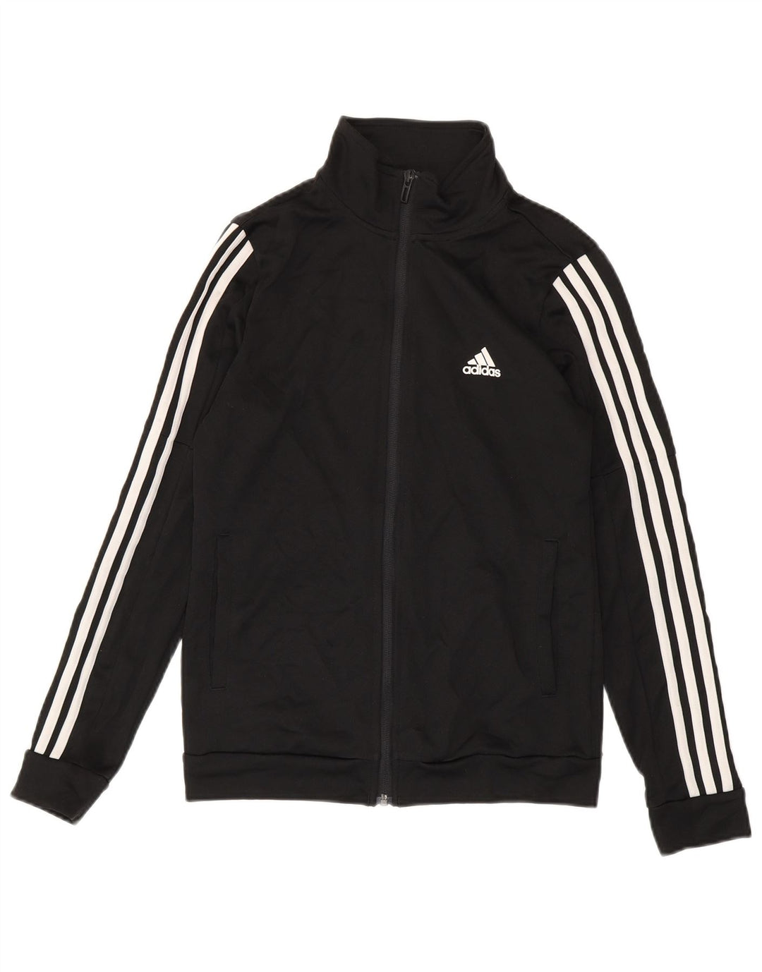 Adidas Womens Tracksuit Top Jacket UK 8/10 Pequeno Poliéster Preto
