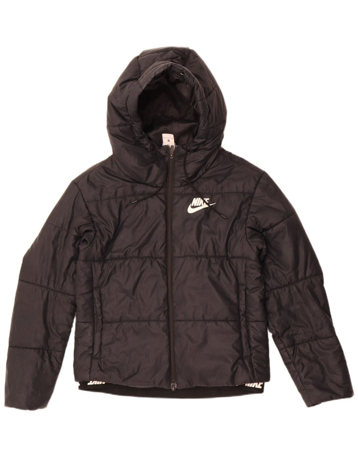 Jaqueta acolchoada com capuz feminina Nike UK 10 pequena poliéster preta