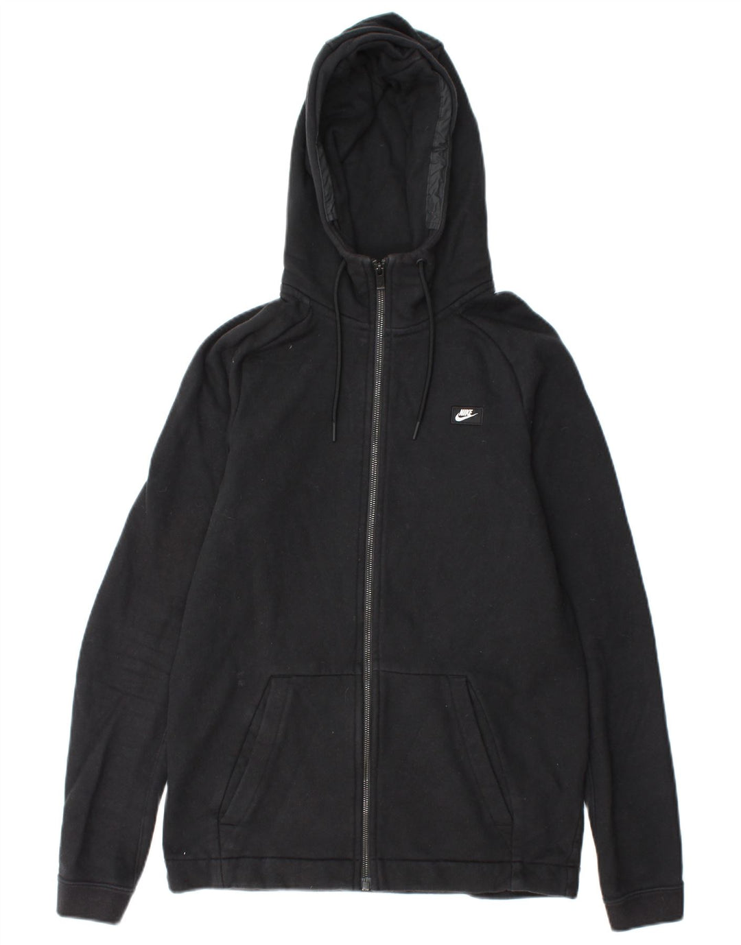 Suéter masculino Nike com capuz e zíper pequeno de algodão preto
